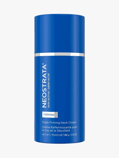 NeoStrata Triple Firming Neck Cream blue bottle on light gray background