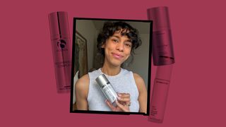 A photo of Allure senior commerce director Shanna Shipin holding the Alastin Skincare Restorative Neck Complex in a...